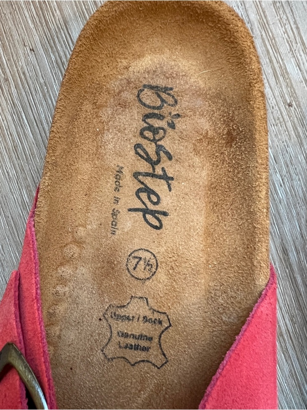 Biostep Red Suede Buckle Sandals Size 7.5 Comfort Cork Footbed leather - Picture 4 of 6